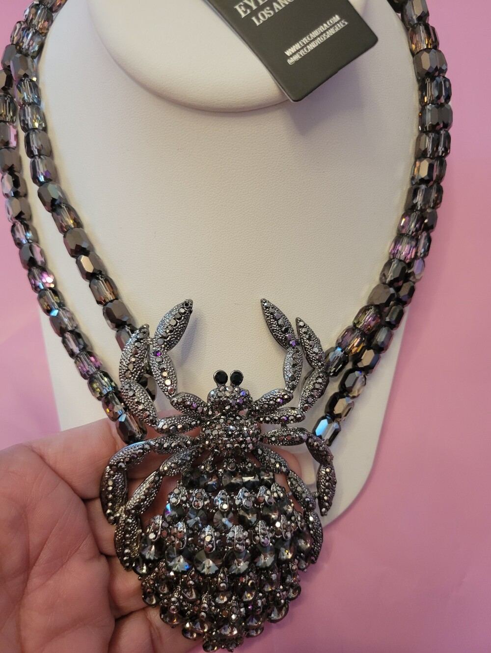 eye candy Crystal Spider Pendant Necklace